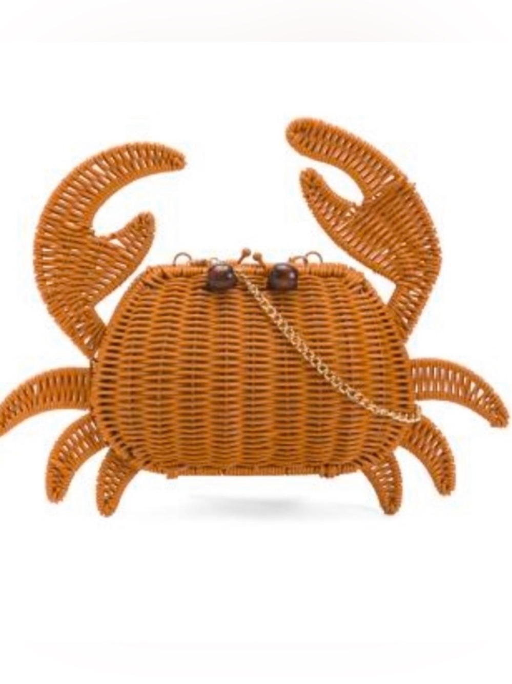 New Tommy Bahama Woven Crab-Shaped Rattan Beach Bag - Brown - Picture 7 of 16